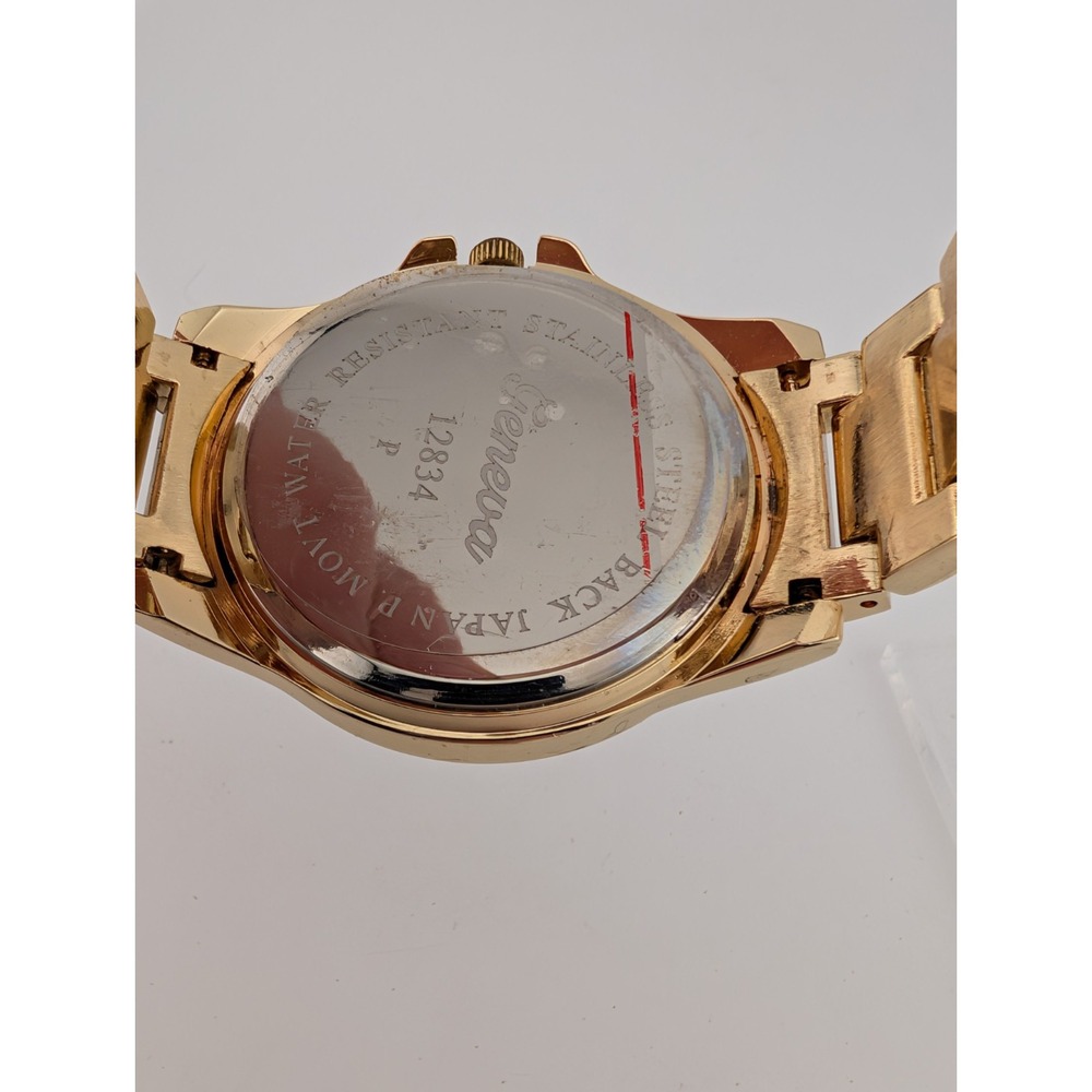 Geneva Polka Dot‎ Watch Women 41mm Case Gold 7.75" Band- New Battery - Picture 6 of 7